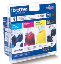 Brother Original LC-980 Ink Cartridge Quad Pack (Black,Cyan,Magenta,Yellow)
